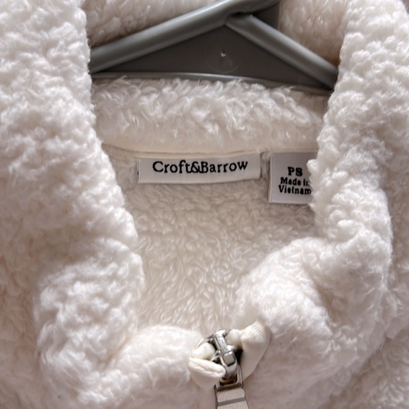 Croft borrow white petite small sweater fleece vest women’s sweater front zip - Picture 2 of 4